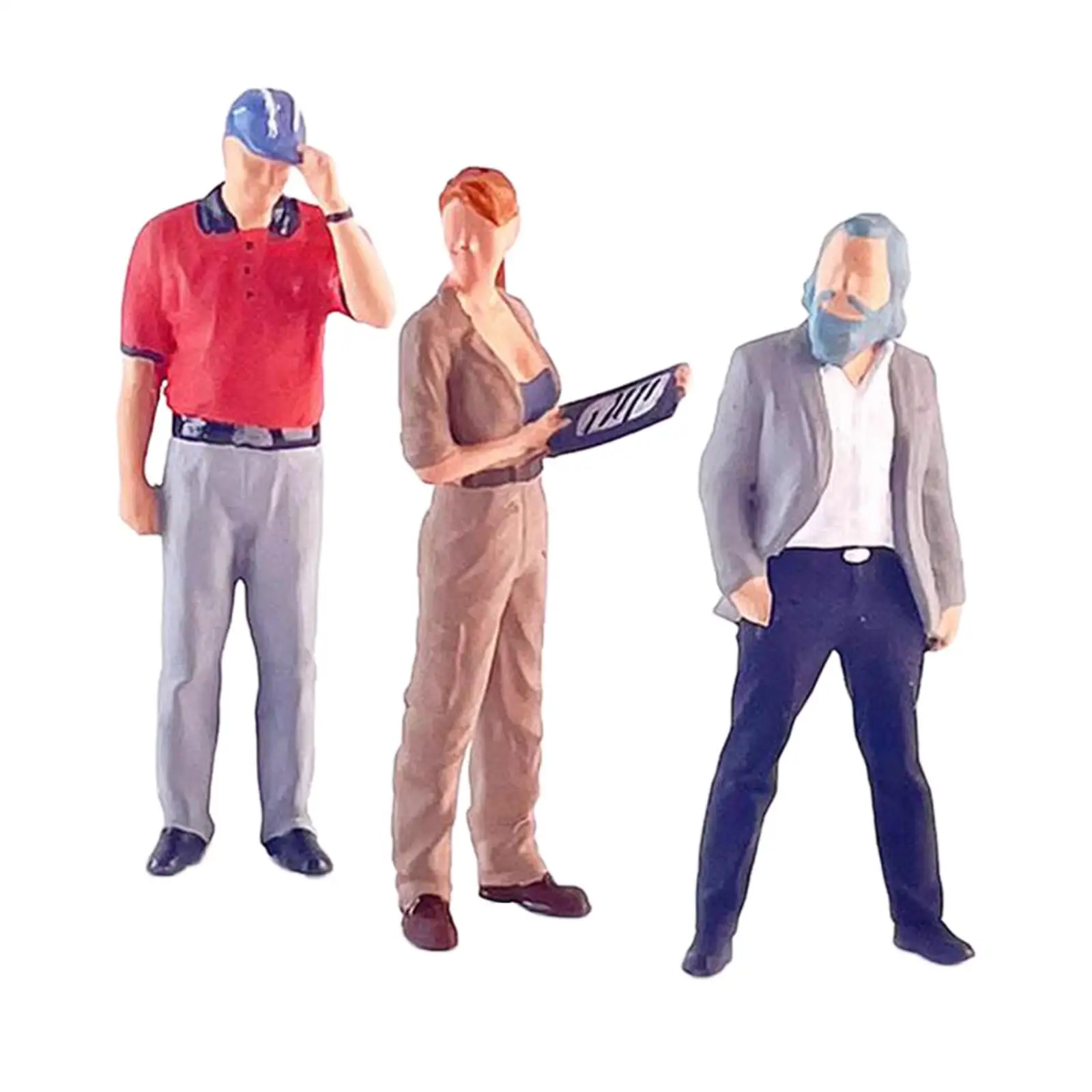 3Pcs 1:64 Scale Women Men Figures Man in Hat Tiny People Model in Suit for Sand