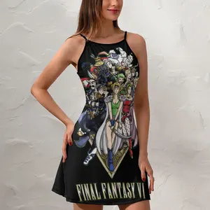 Final Fantasy VI Heroes Final Fantasy Vi  Women's Sling Dress Classic Exotic  Woman's Gown Funny Novelty  Parties Suspender Dres