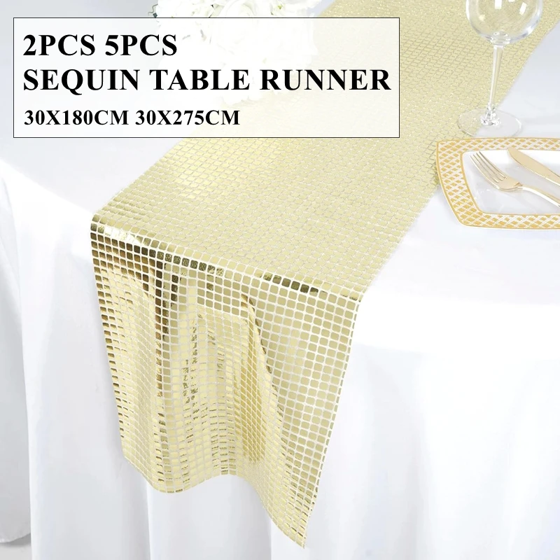 

Nice Looking Square Sequin Table Runner Shinny Glitter Tablecloth Runners For Wedding Banquet Event Decoration