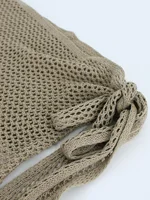 Women's Knitted Short Skirt with Hollow Straps and Slit, Sexy Beach Coverup Shirt for Summer - Image 3