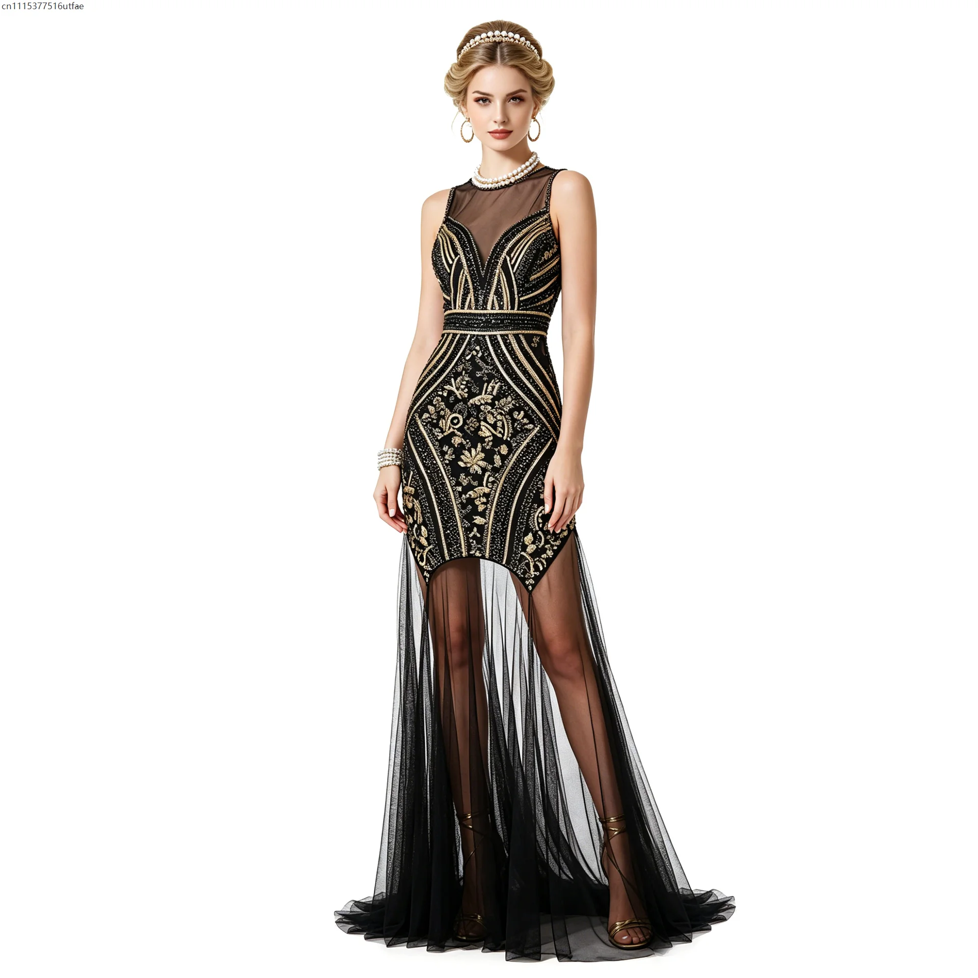 Abito da Sera Retrò con Frange per Donna, Adatto per Feste a Tema Speakeasy, Jazz, Ballroom, Halloween, Carnevale e Cosplay - immagine 2