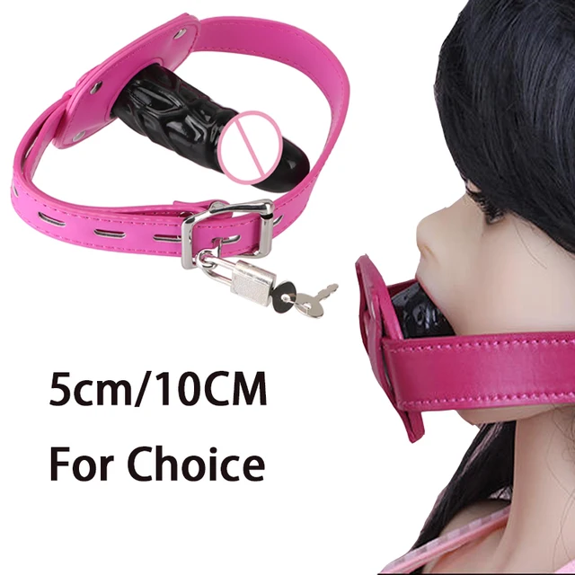Silicone Penis Plug Dildos Open Mouth Gag With Locking Buckles Leather Harness Bondage BDSM Slave Sex Toys For Couple Adult Game 1