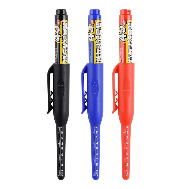 1PC 45mm Deep Hole Long Nib Head Markers Deep Drill Hole Long Nib Scriber Multifunction Mechanical Carpentry Colorful Marker Pen deep hole scriber