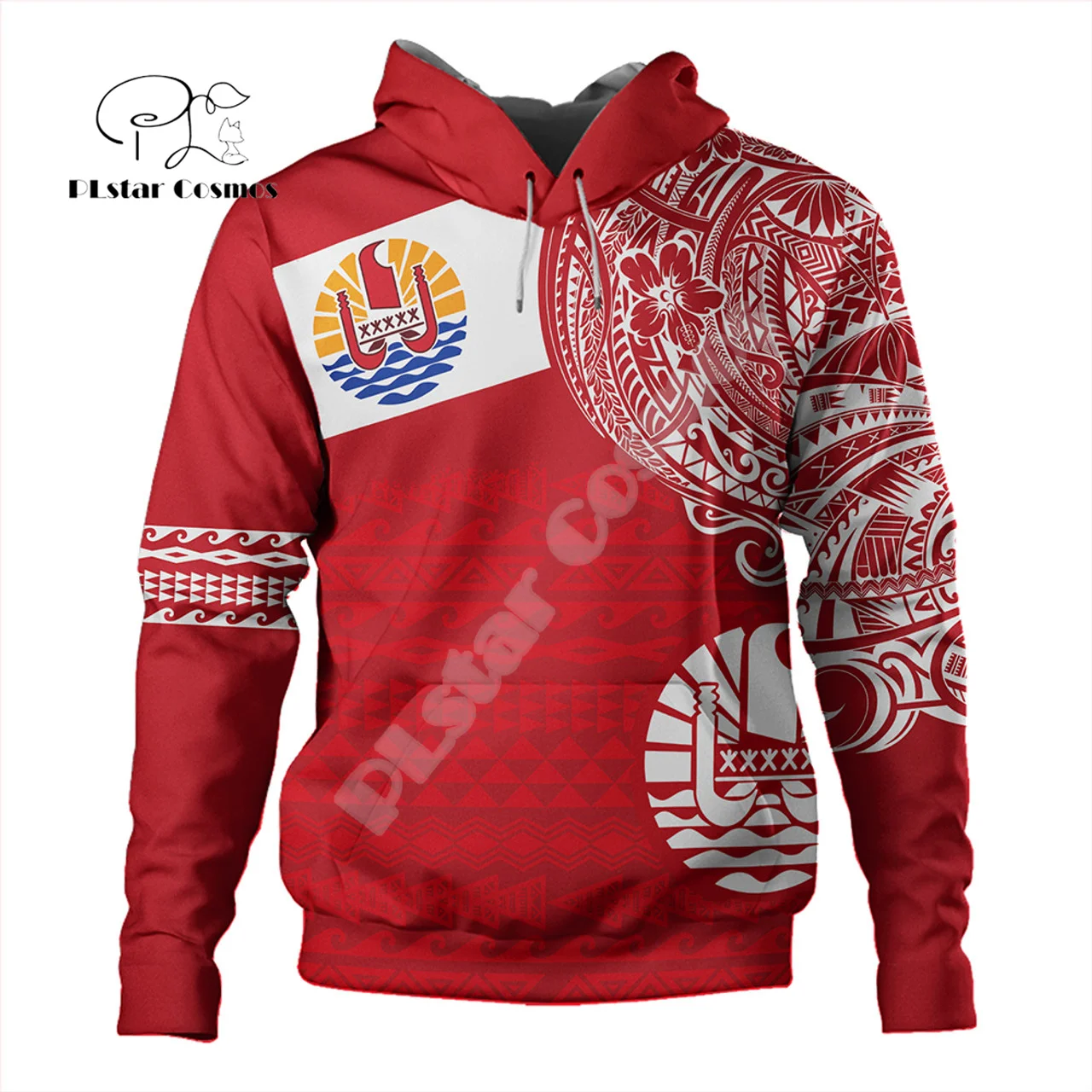 Custom Name French Polynesia Tahiti Country Flag Tribal Hibiscus Tattoo Retro 3DPrint Pullover Harajuku Casual Hoodies Jacket V2