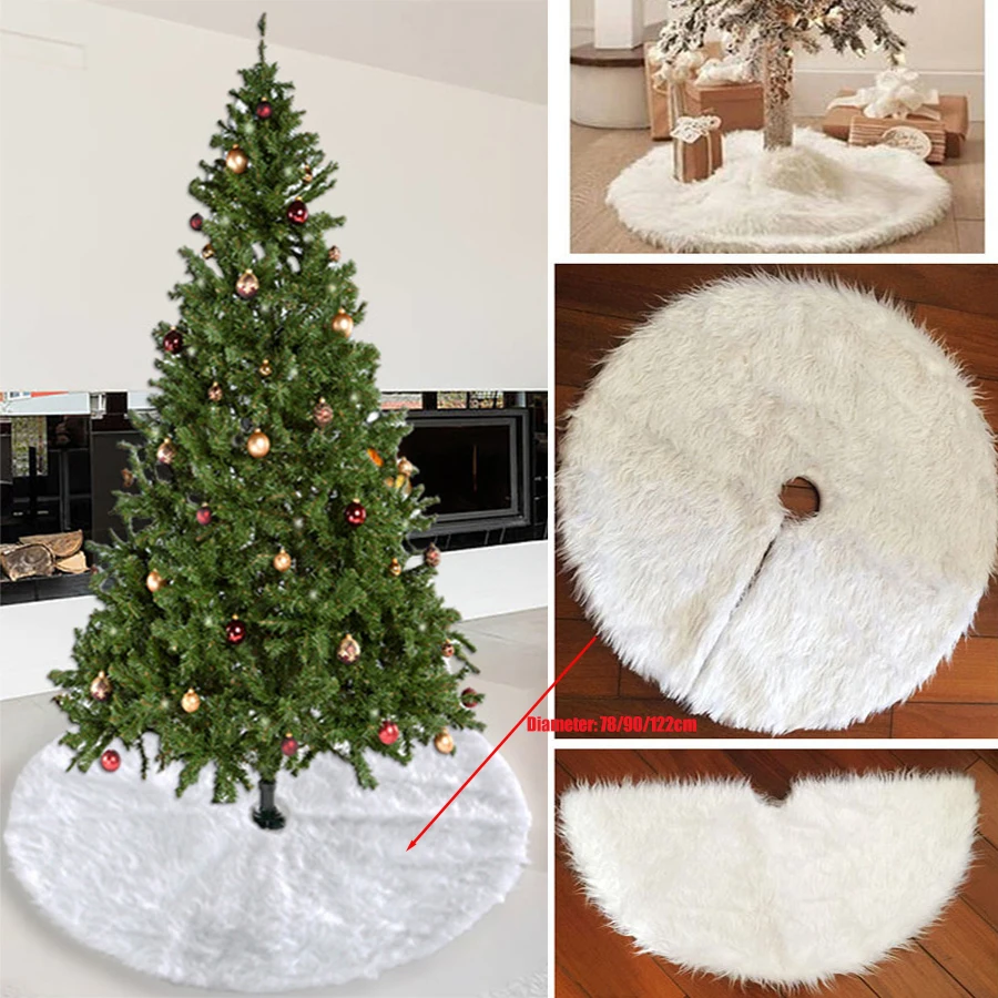 Kerst Decoratie 2023 Merry Christmas Plush Tree Skirt 78/90/122cm Pure