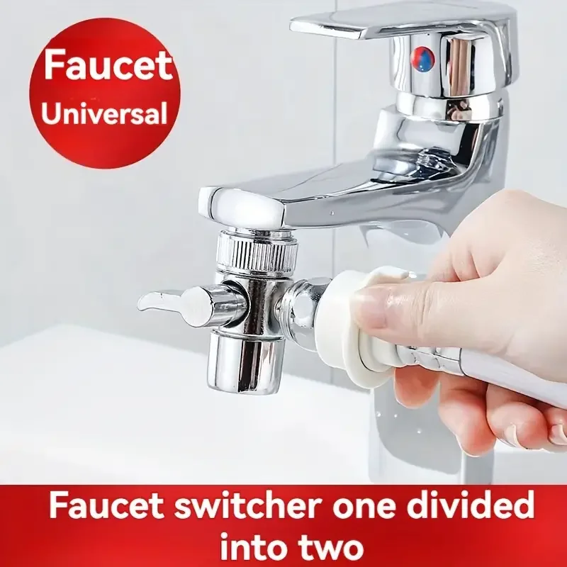 3-Way Faucet Diverter - Durable Zinc Alloy, Easy Flow Control, Silvery Finish - Perfect for Sink Upgrades & Gifts