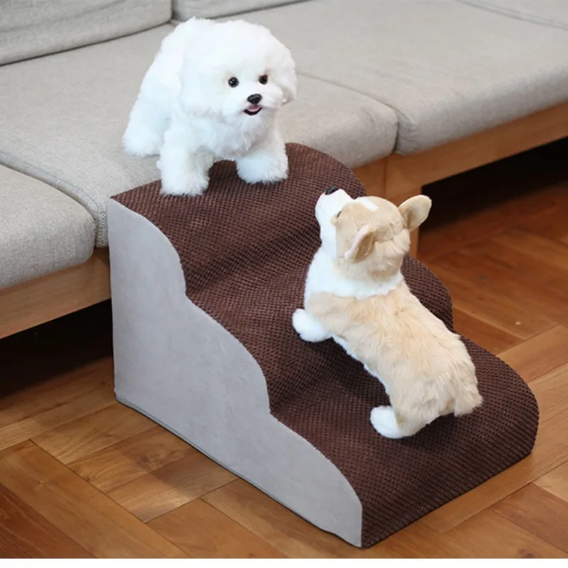Pet Dog 2/3 Stairs High Density Foam Non Slip Removable Dog Climbing Stairs Ramp for Elderly Injured Dogs with Joint Pain