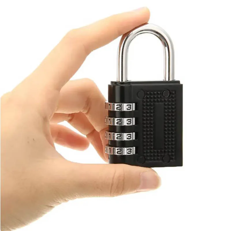 4 Digit Zinc Alloy Combination Lock Padlock Luggage Anti-theft Weatherproof Security Outdoor Gym Safely Code By Lock Black mini padlock
