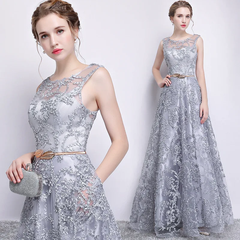 

2023 Evening Dress Elegant Banquet Champagne Lace Sleeveless Floor-length Long Party Formal Gown plus size Robe De Soiree