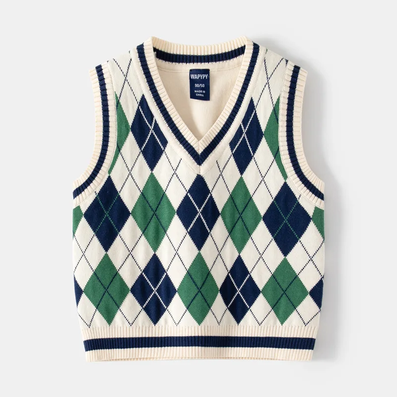 2023 Ins New Fashion Boys Sweater Vest Children Autumn Winter Vest Knit