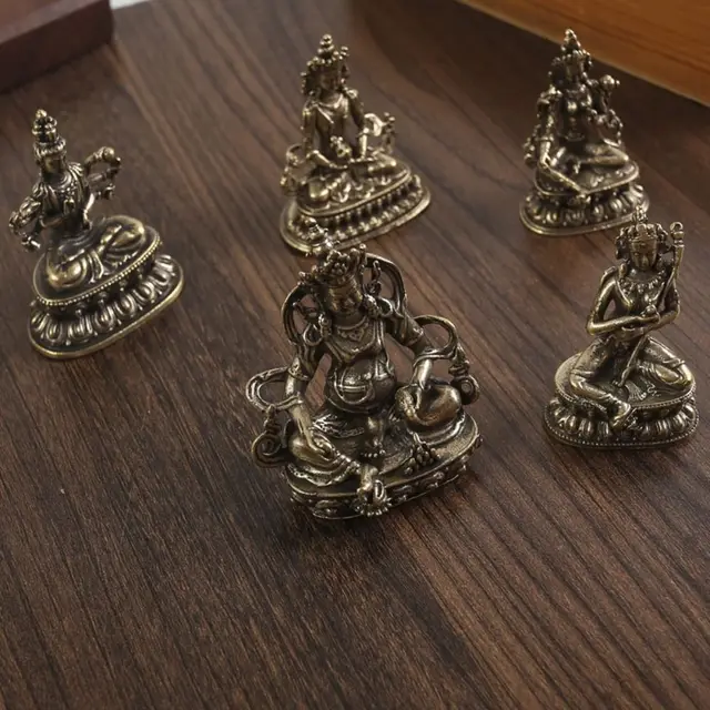 Statue de Bouddha en Cuivre Antique, Décoration de Maison, Salon, Bureau, Rétro, en Laiton, Tara Verte Tibétaine Alberoise 3
