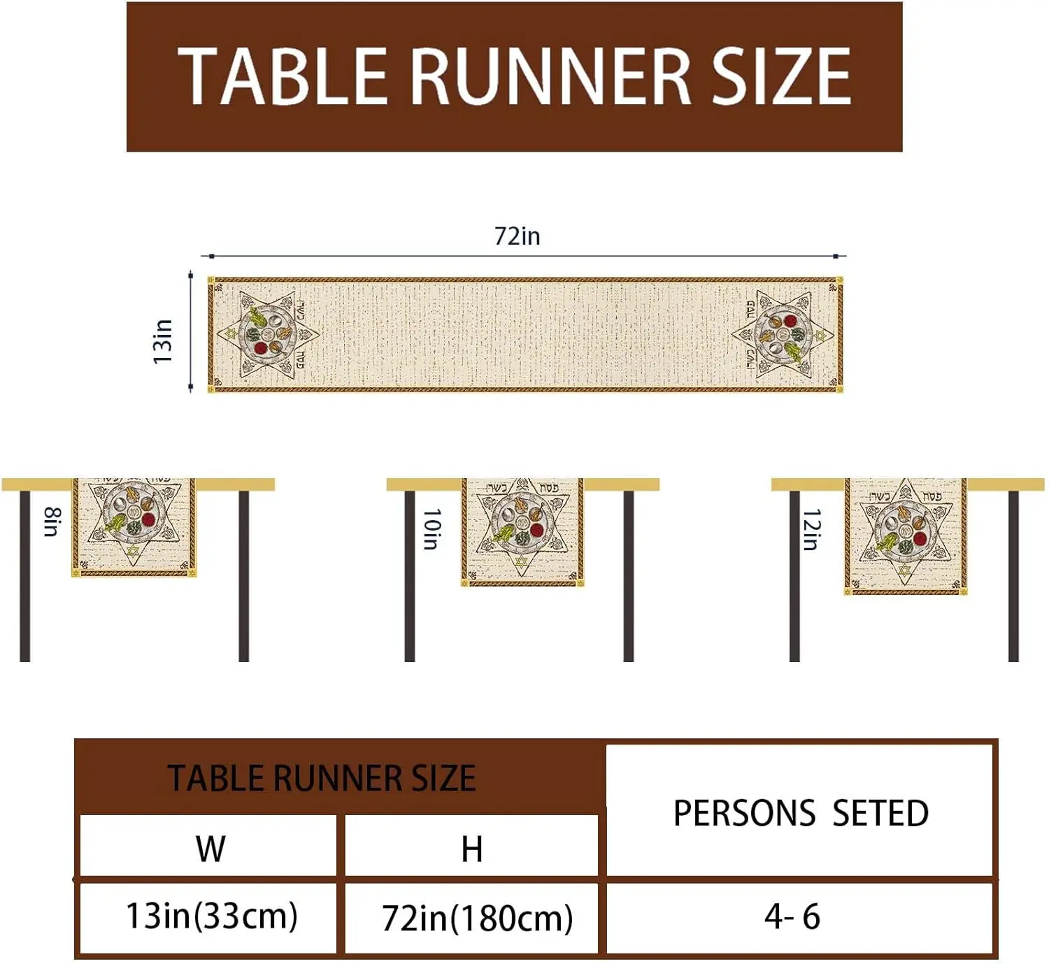 Happy Passover Linen Table Runner Jewish Passover Decorations Pesach Star Matzah Plate Table Runners Kitchen Dining Table Decor 6