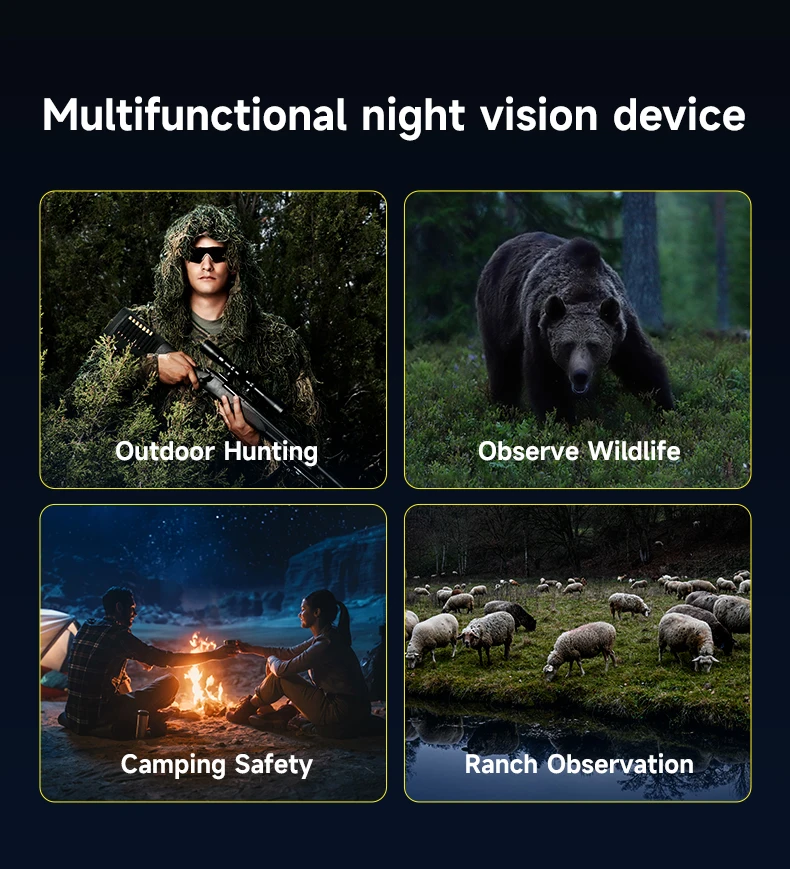 Night Vision Binoculars 4K Infrared 5000mAH Rechargeable 10X Zoom 800 Meters Dar