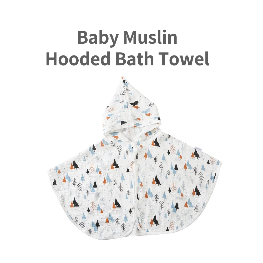 Bath Towel Cotton Towel Muslin Towel HappyFlute Children's Bath Wipe Hooded Swimming Beach Towels 0-10Y