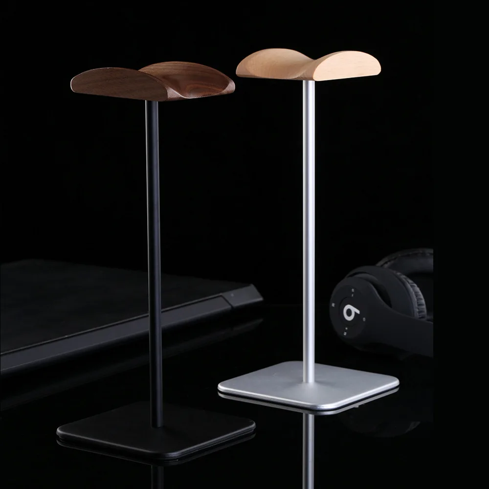 

Solid Wood Headworn Aluminum Alloy Headphone Stand Walnut Display Stand Metal Headphone Earphone Stand for All Headphone Size