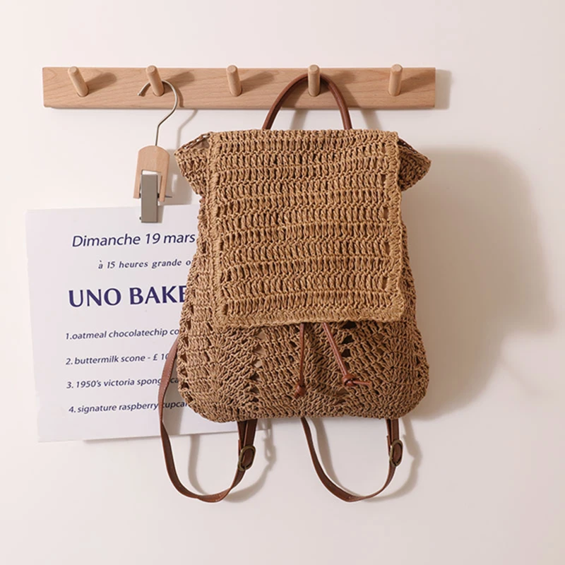 Mochila Rafia Mujer Mochila De Playa Tejida A Mano Estilo