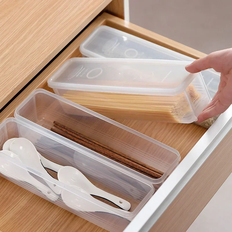 Rectangular Noodle Storage Box Food-grade Kitchen Grain Noodles Plastic Sealed Refrigerator Crisper Transparent Box