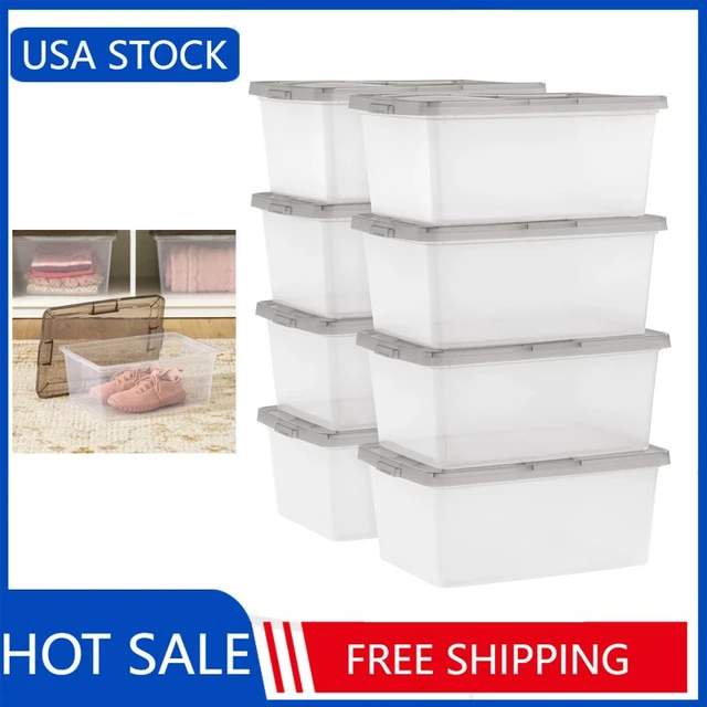 17 QT Plastic Storage Bins with Latching Lids Stackable Storage  Organization - AliExpress