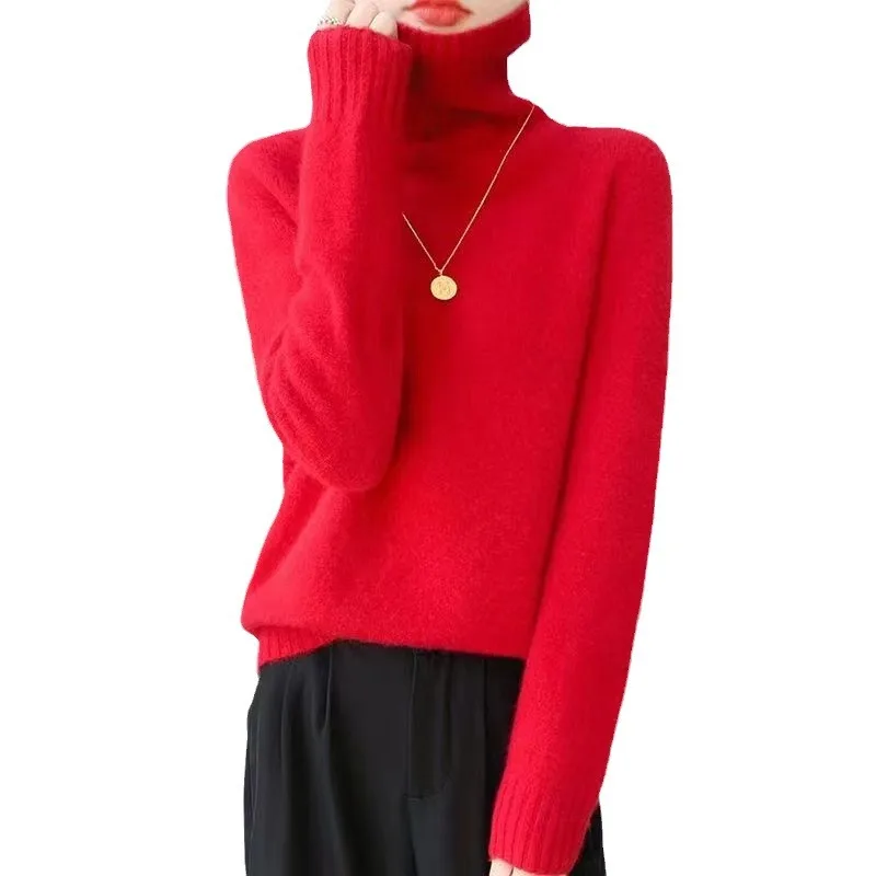 Women Autumn Winter Turtleneck Knitwear Pullover