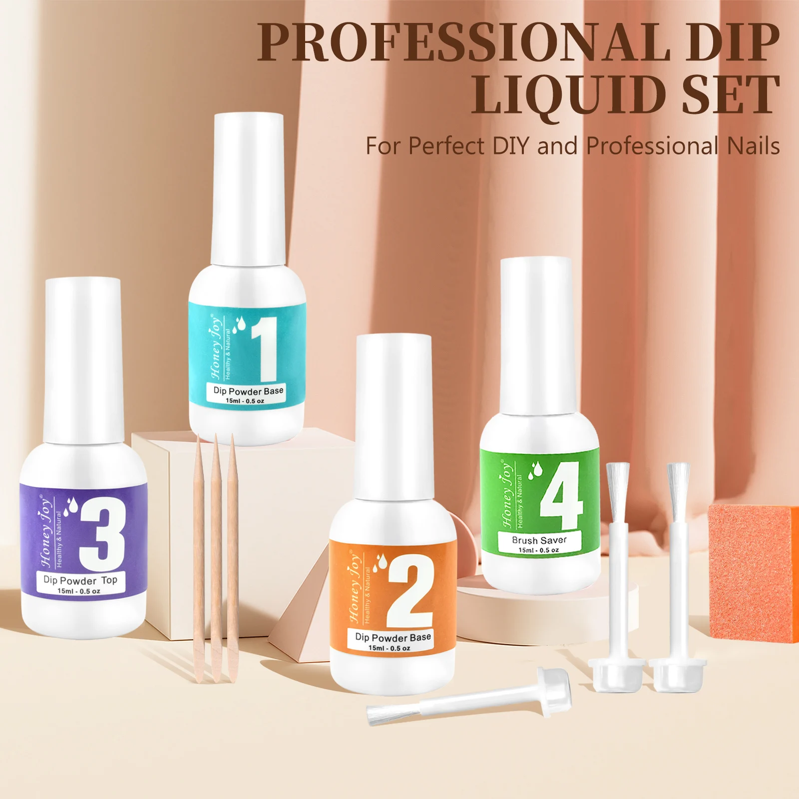 Nail Primer Nail Dehydrator 15ml Dipping Powder System Liquid Set Gel Base Top Activator Brush Saver No Lamp Cure Dip Powder Nails Natural Dry