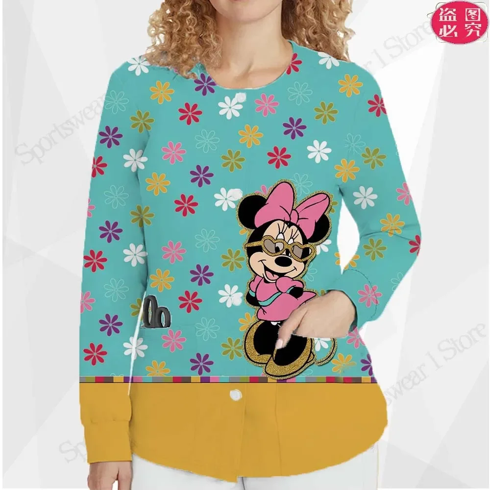 Cardigan Doctor's Coat for Women Round Neck Winter Clothes Women Clothing 2023 New Arrivals Pocket Nurse Uniform Y2k Long Sleeve
