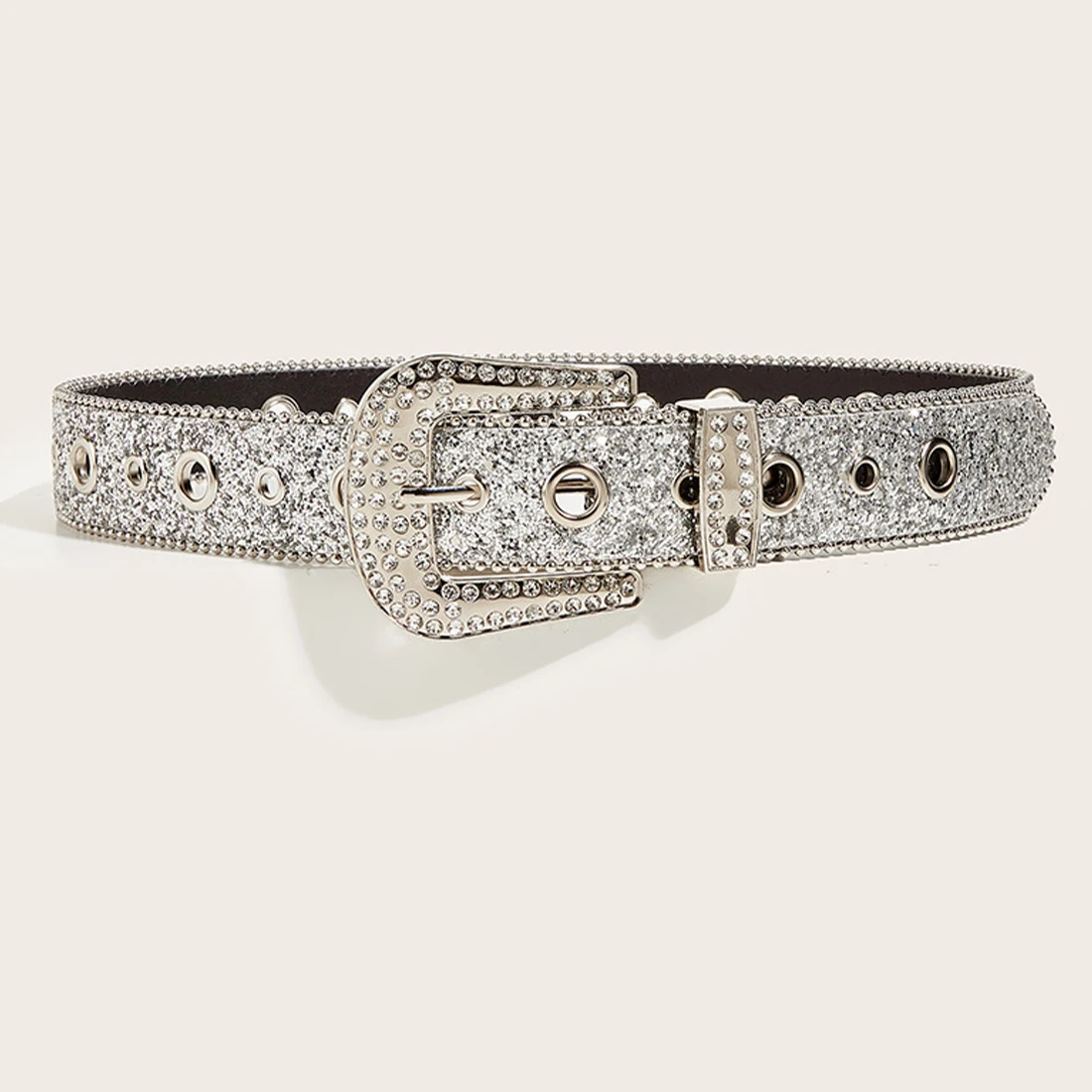 

Rhinestone Belts Women PU Leather Waist Belt Strap Eyelet Belt Prong Buckle Pin Buckle Waist Band Belt Casual Corset Jean