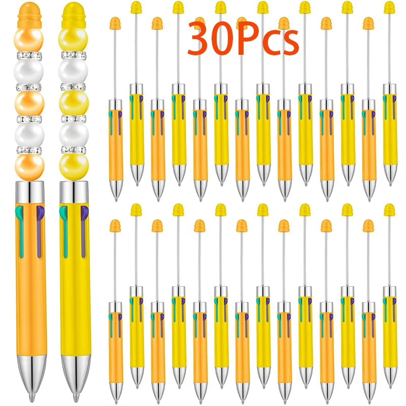 

30Pcs Beaded Ballpoint Pens DIY Beadable Pen 4 inks 4 in 1 Ball Pens