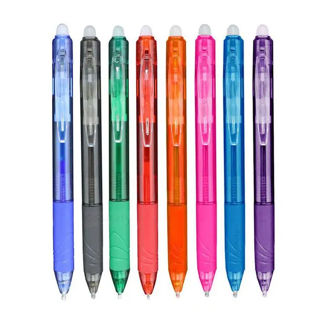 0.7mm Magic Erasable Pen Press Gel Pen Set 8 Colors Erasable Refill Rod Gel Ink Stationery Retractable Pens Washable Handle Rod 1