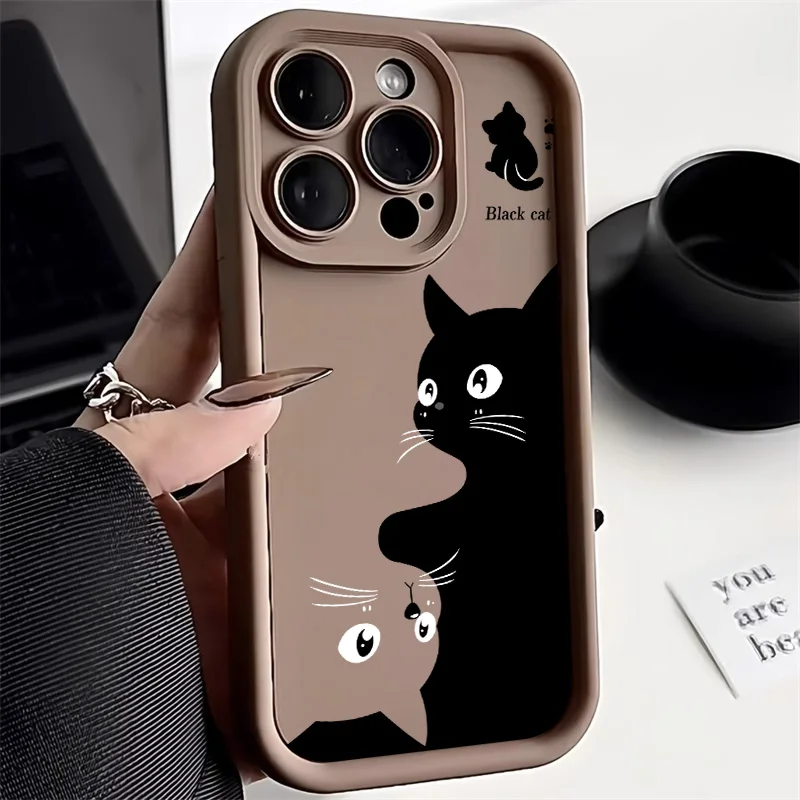 thumbnail image 1 of Soft TPU Phone Case For iPhone 13 Pro Max 11 15 14 12 XR X XS 7 8 Plus SE SE3 14promax 15promax Len Protection Cat Funda Cover, 1 of 4