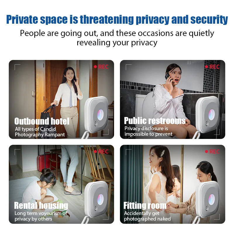 Hidden Camera Detector Anti Candid Camera Detector Portable Security Protection for Hotel Locker Room Public Bathroom Pinhole Hidden Lens Detect Gadget