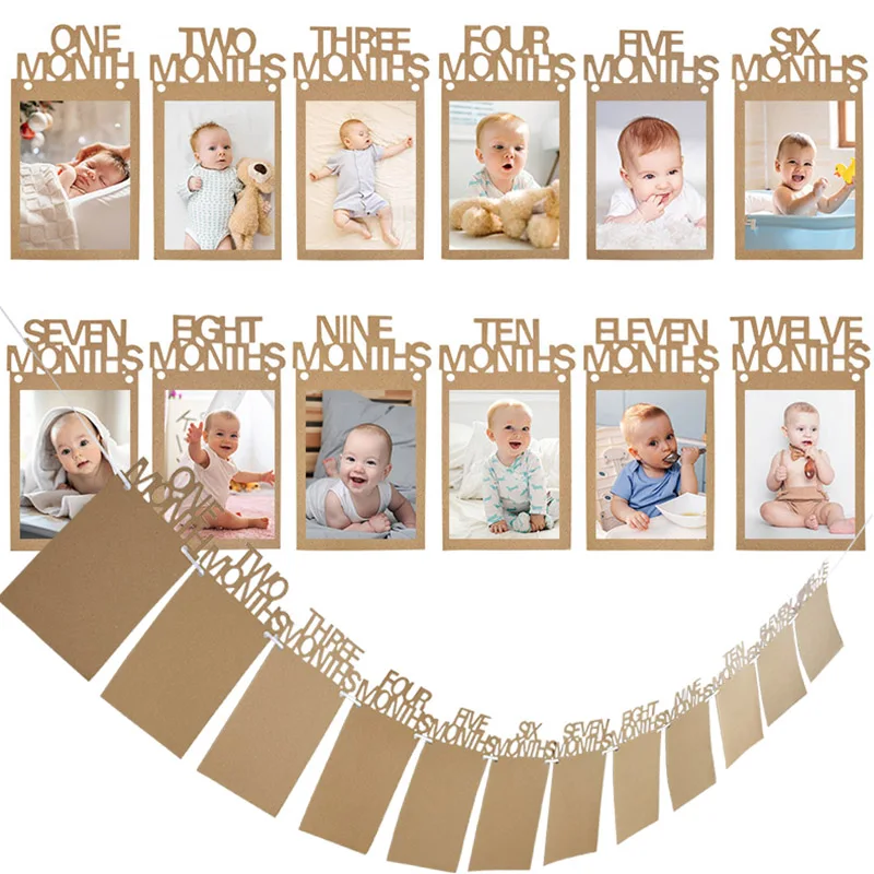 Foto-Banner für Neugeborene, Geburtstag, 12 Monate, Baby, ein Jahr, Geburtstag, Bild, Fotorahmen, Clip, Girlande, Hochzeitstag, Party-Dekoration – Detail 9