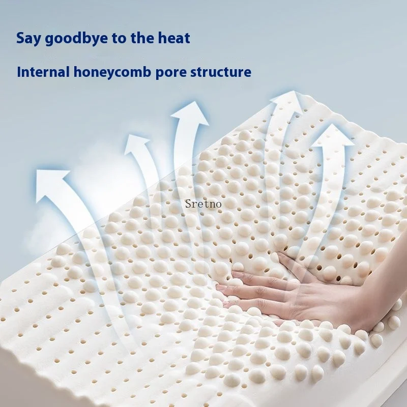 Natural Latex High Pillow Thickened Neck Protection Adult Rubber Pillows Core Hard Nap Pillow Help Sleep Body Pillows Almohadas 5