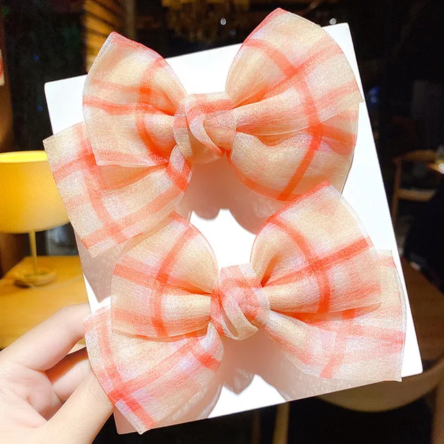 2022 New Bow Headgear Cute Sweet Little Girl Hair Accessories Summer Girls Net Red Clips Baby Hairpins Children Hair Clips Gifts H8