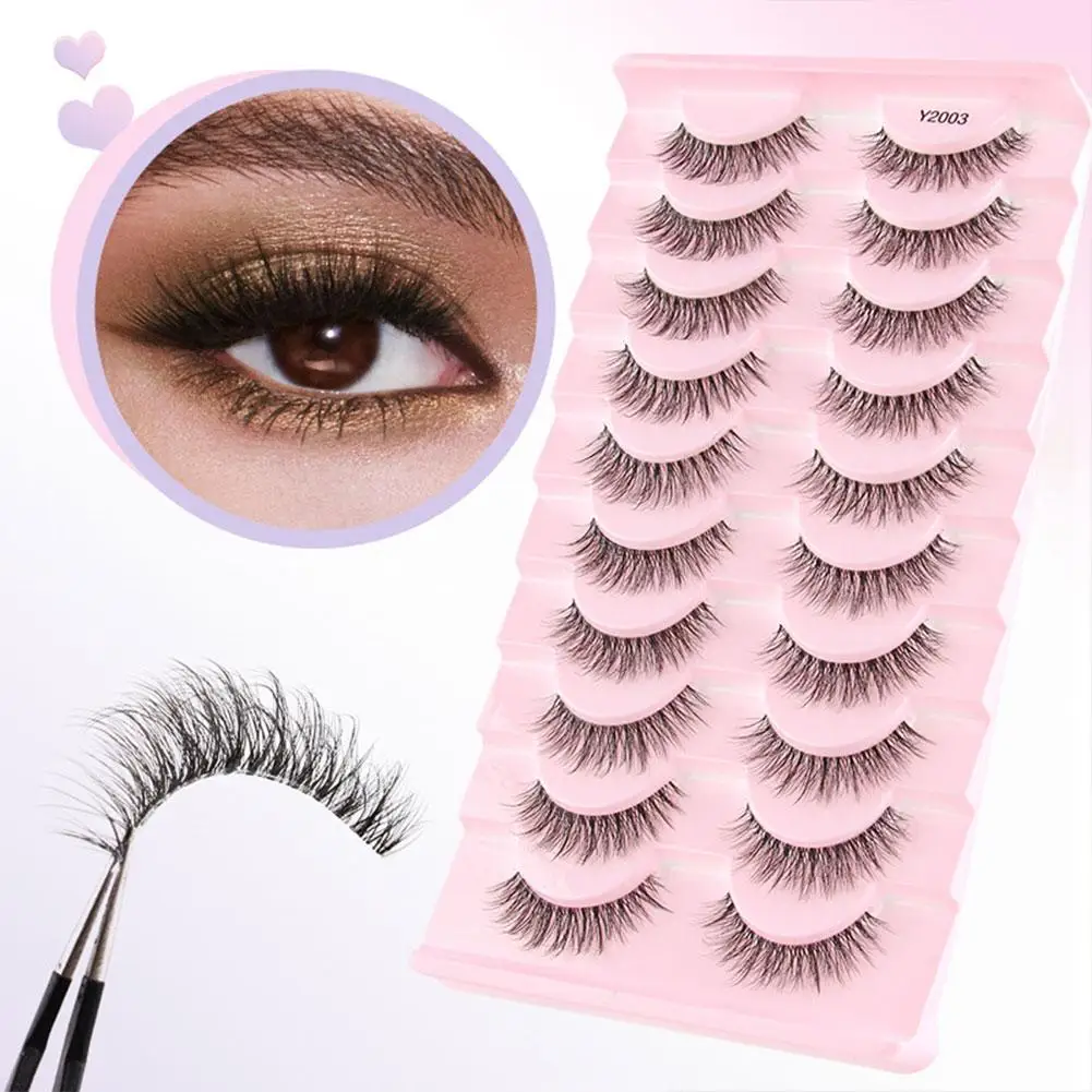 

10Pairs Fake Eyelashes Transparent Stem Eyelashes Dramatic Grafting Extension Eyelash Natural Band Lashes Makeup Clear Fair Z7F0