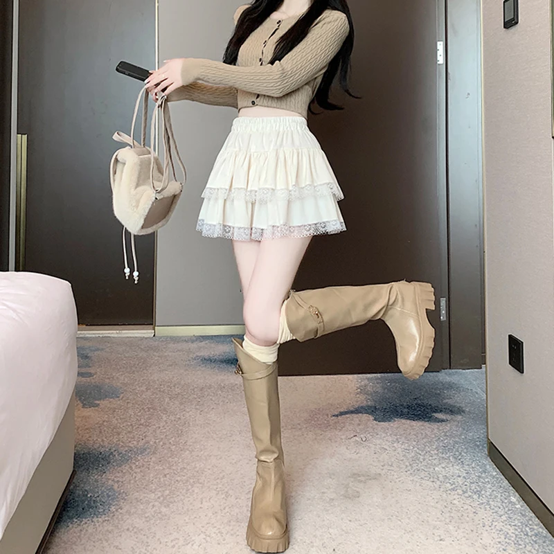 y2k Mini Skirt Women Coquette Clothes Lolita Fairycore High Elastic Tiered Ruffle Skirts Goth Lolita Skirts Streetwear