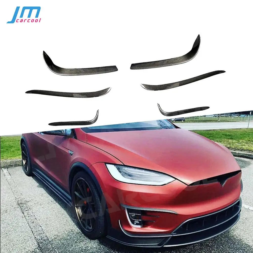 

Carbon Fiber Car Bumper Air Vent Trim Stripes Foglamp Fins Decorative Cover Stickers For Tesla Model X 2016-2018