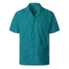 Pure-Color Mens' Shirts Multiple Pockets Lapel Short Sleeves Cardigan Summer Thin Tops Male Blouse Single Breasted Shirt For Man 1