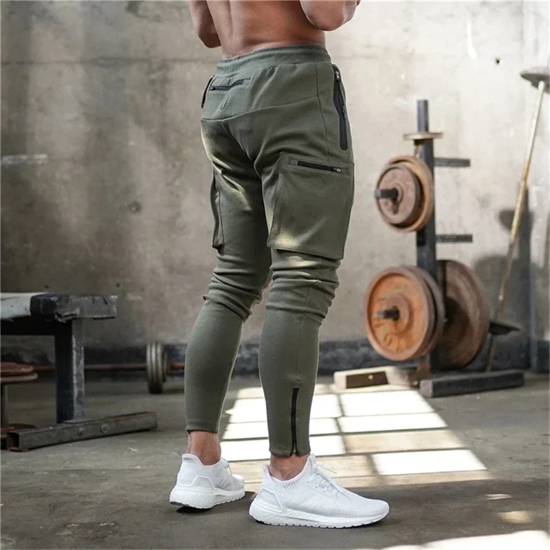 Men Overalls Gyms Fitness Joggers Skinny Pants Men Casual Trousers Male Fitness Workout Cotton Track Pants Autumn Sportswear