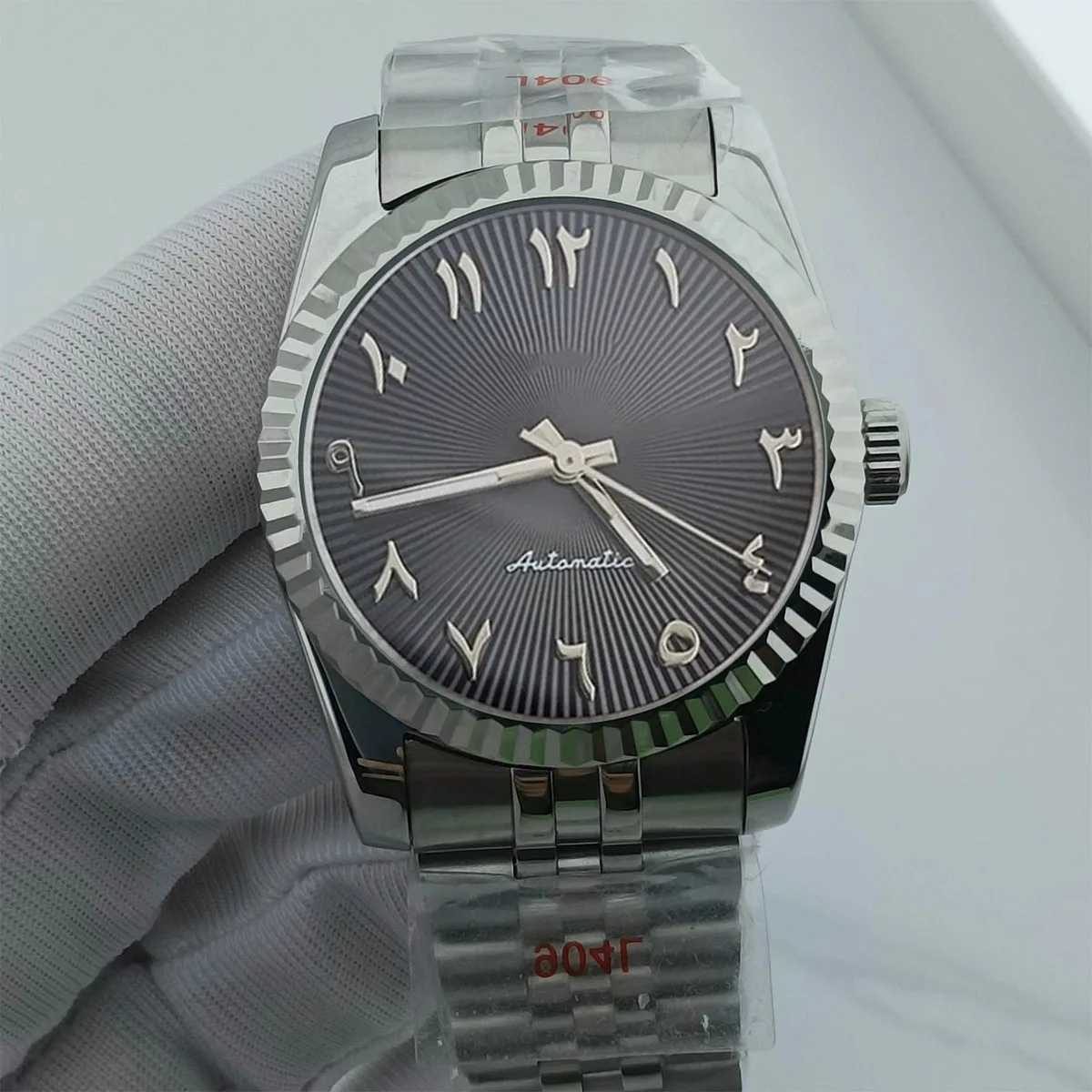 남성용 스테인레스 스틸 기계식 손목시계, NH35 케이스, 아랍어 다이얼, 36mm, 39mm, NH35 무브먼트 워치 설치 