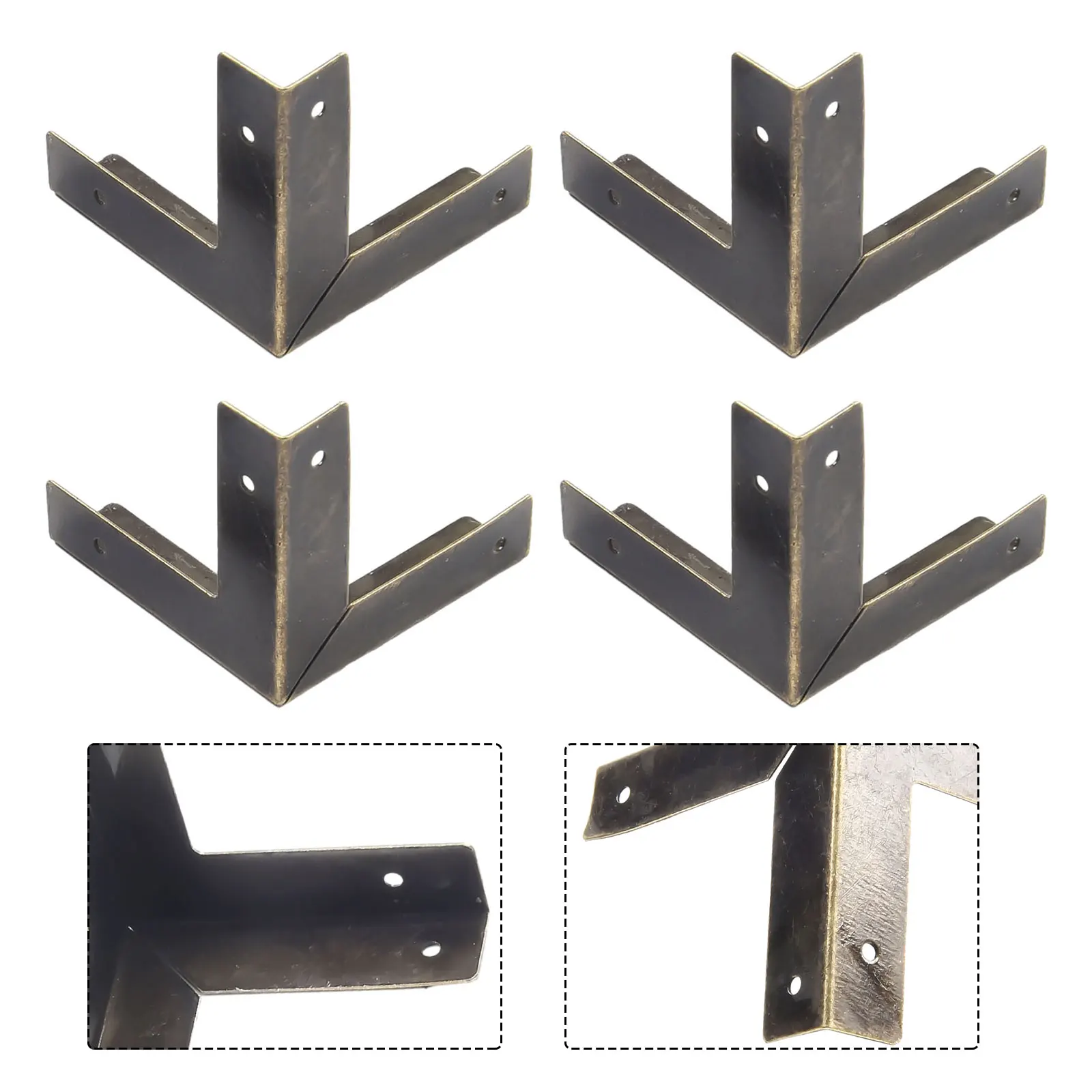 4PCS Corner Protect Trim Protect Retro Design Zinc Alloy Box Corner Trim Old Fashion Decorate With Nails
