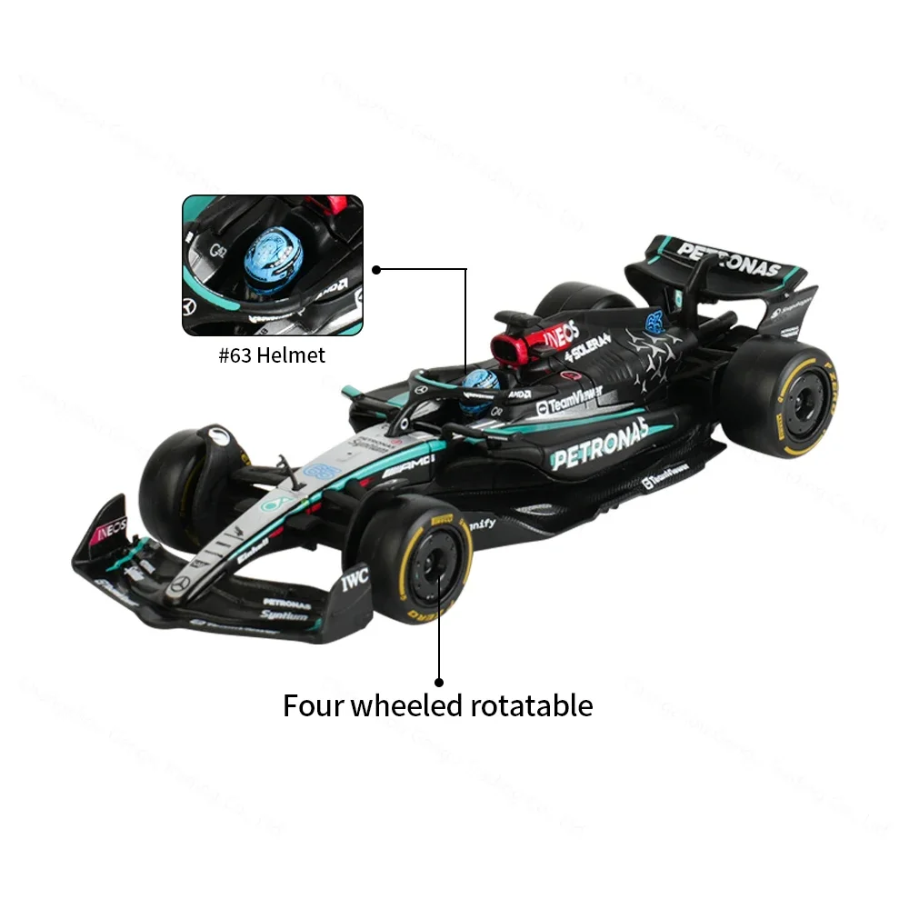Bburago 1:43 2024 Mercedes AMG W15 E Performance Static Simulation Diecast Alloy Model F1 Racing Formula Car Acrylic Box 2