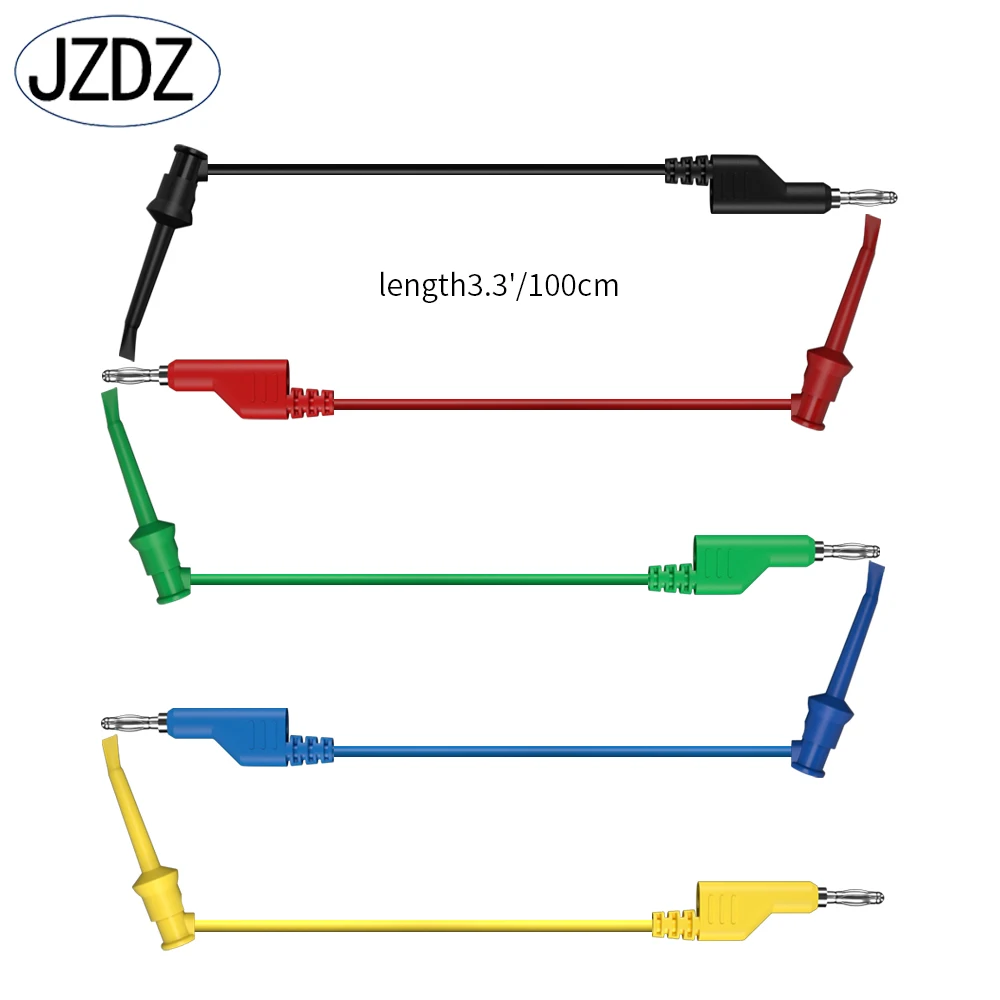 JZDZ 5pcs 4mm 바나나 플러그 테스트 클립/후크 멀티 미터 테스트 리드 전기 테스트 케이블 라인 점퍼 와이어 DIY 도구 J.70054-2