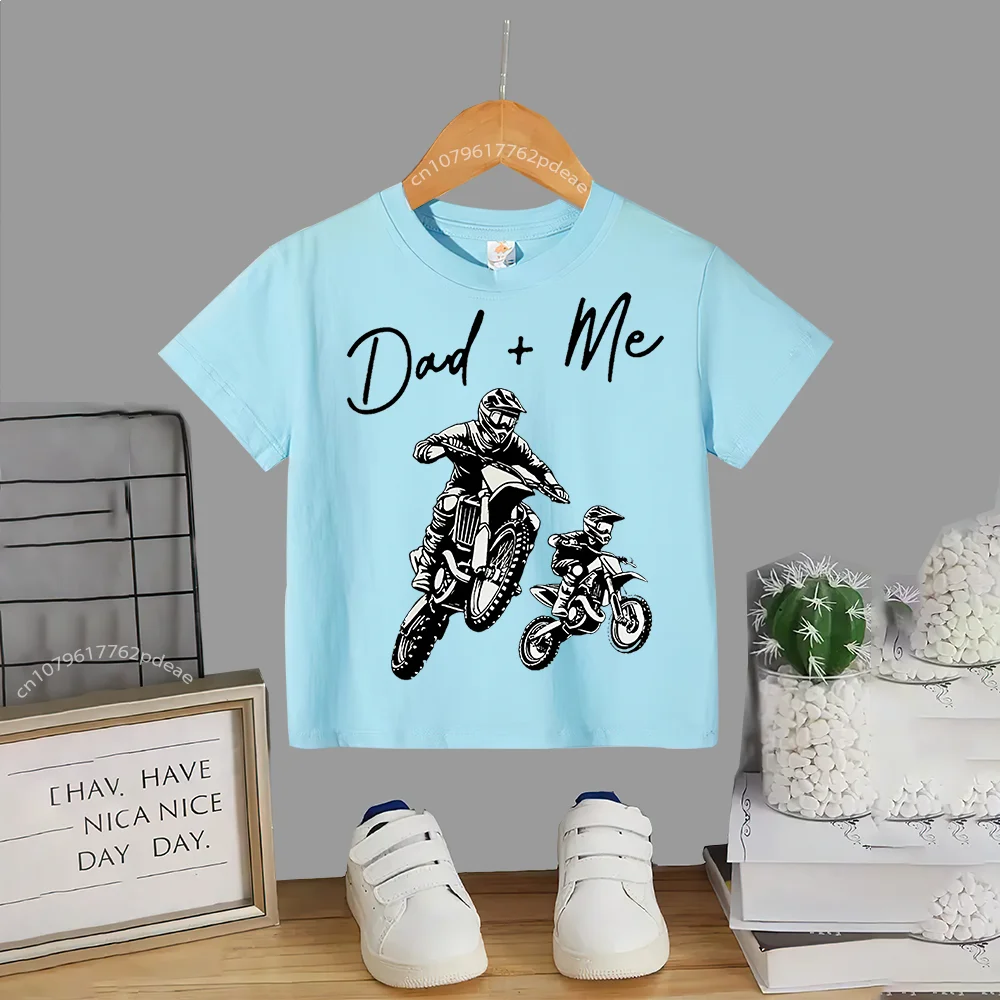 Summer youth Hip Hop style 100% cotton T-shirt Outdoor motorcycle print Kids Boys girls Short sleeve T-shirt Casual sports T-shi 3