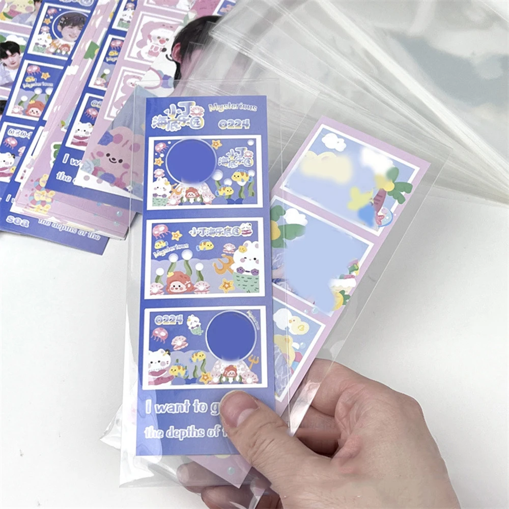 Card Protector Idol Card Protector Photo Card Holder 100Pcs 4 Grid Clear Photo Card Sleeve Idol Photo Bookmark Protective Cover Small Card Organizer Opp Bag Students Supplies