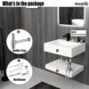 Modern Wall-Mount Rectangular Bathroom Sink Floating Vanity Shelf Set Stone Resin Vessel Sinks White Trough Drainage Smooth 5