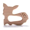 5Pcs/Lot Baby Pacifier Chain Chew Accessories Animal Shape Natural Beech Teething Wooden Teether Pendant Accessories 4