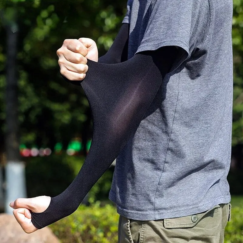 1 Pair Summer Finger Sleeve Ice Cool Wearing High Elastic Elbow Spring Outdoor Riding Fingerless Fishing Custom Ice Silk Sleeve finger sleeves
