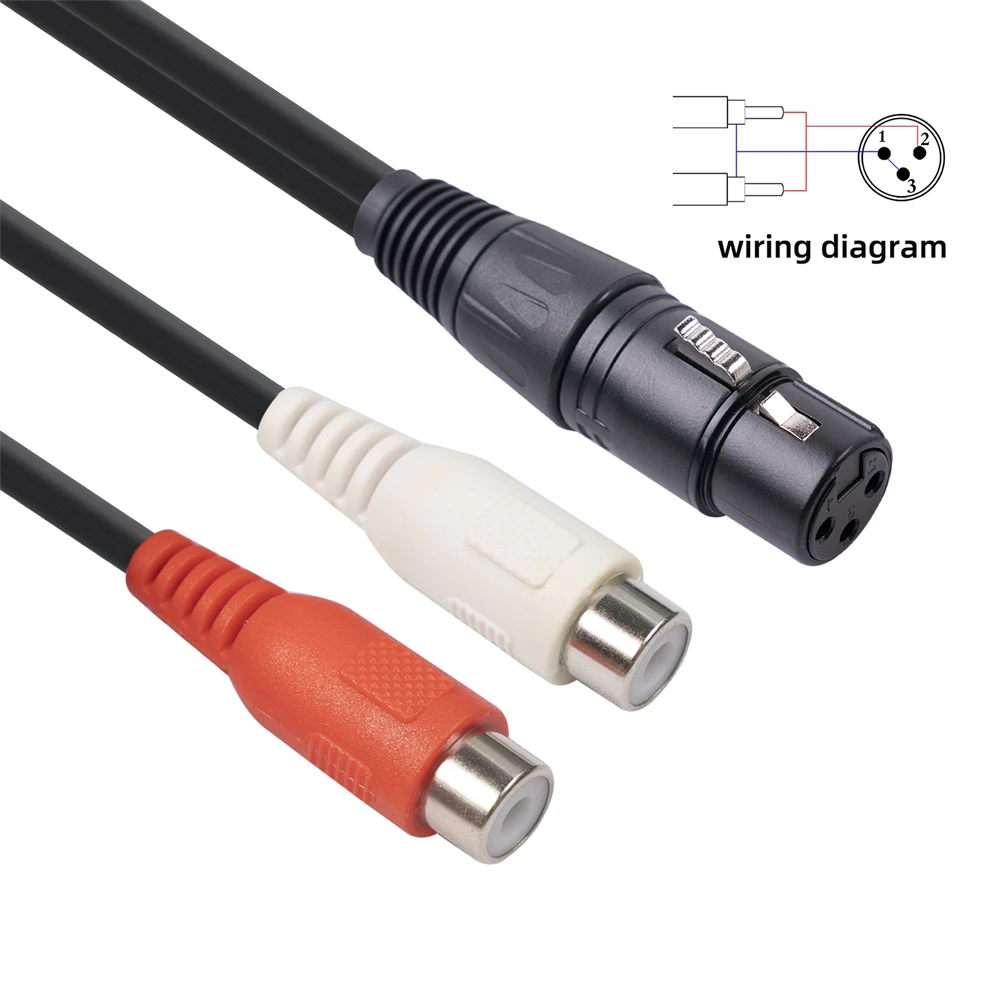 

3-Pin XLR Connector PVC Pure Copper Core To 2-RCA Female Microphone Adapter Cable 20cm Electric Instrument Replacement Parts