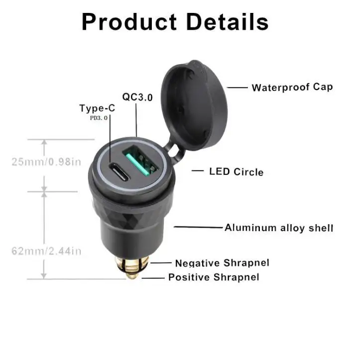 4,2 A Dual USB Ladegerät Adapter Dual USB Ladegerät Hella DIN Steckdose Für BMW Ducati Triumph Motorrad NEUE Aluminium Legierung – Detail 3