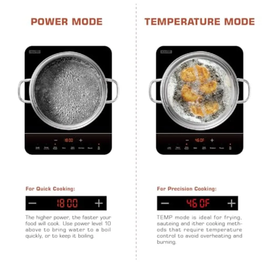 Portable Induction Hot Plate Cooktop 1 Burner with Shatter-proof Flat Glass Top 3 Preset Modes 110120V Plug-in Electric Stove f